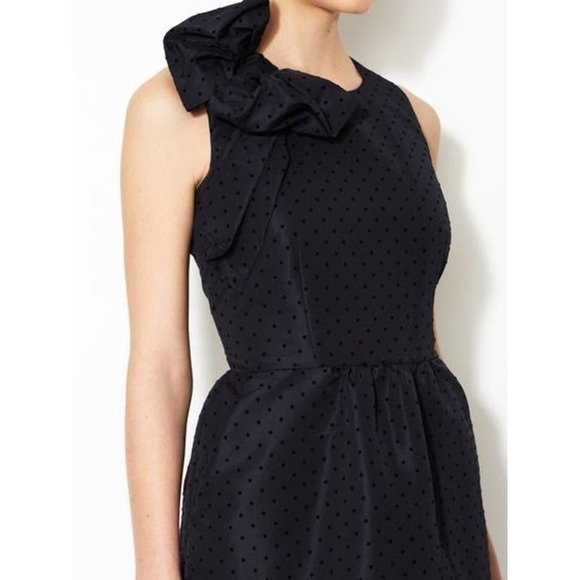 RED Valentino Bow Embellished Polka Dot Sleeveless A-Line Mini Dress  Navy 8 / M - Picture 2 of 9